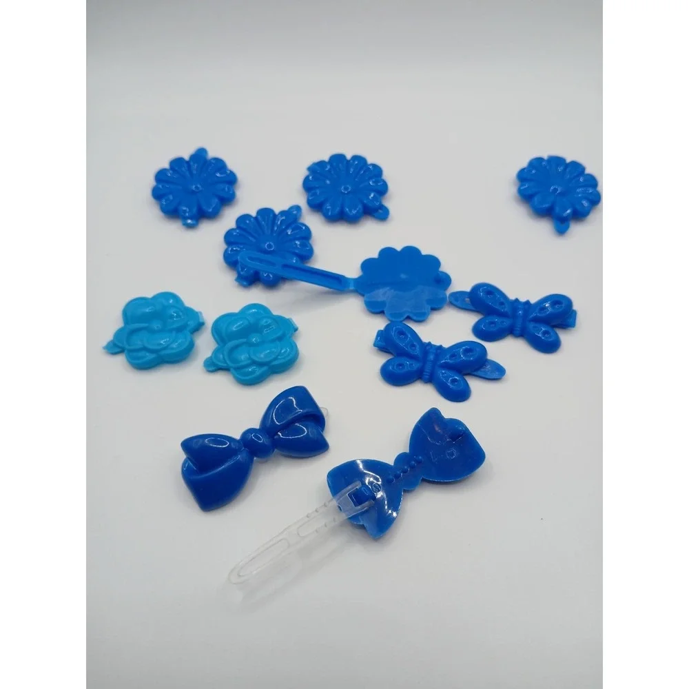 Lot 11 Vintage‎ Childs Snap Tight Plastic Hair Clip Barrettes Kids Goody Blue